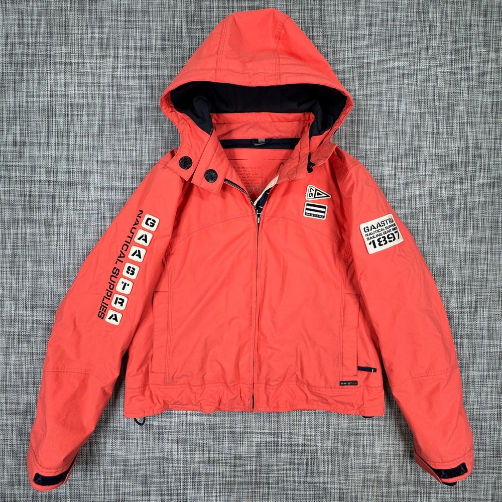 Gaastra Women's Nautical Sailing Hooded Jacket Orange Size XL Full Zip Coat